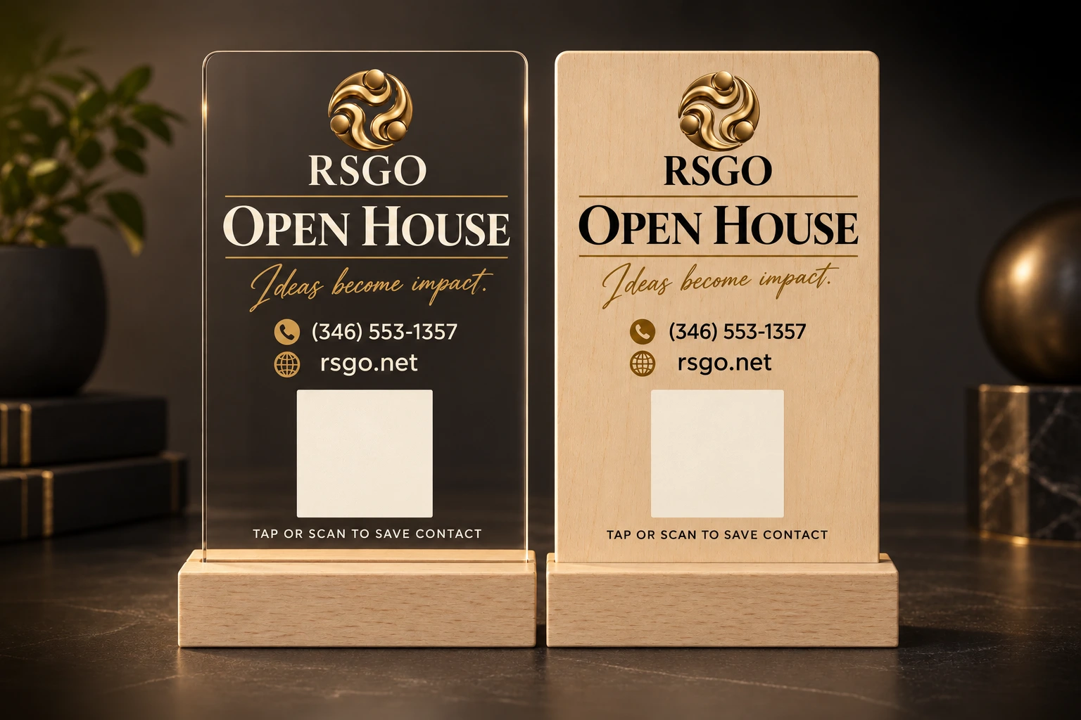RSGO open house tabletop sign