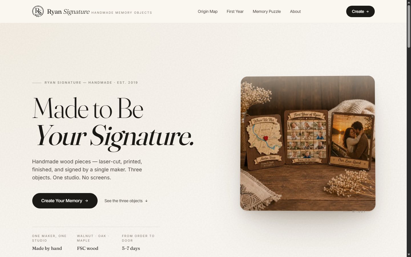 Desktop view of the Ryan Signature website